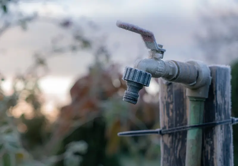 Frost on the garden tap