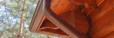 Rain gutter in corner of a house