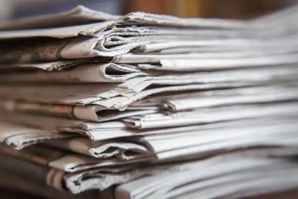 Stack of newspapers.